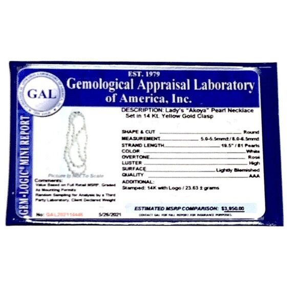 Akoya Pearl Necklace 14k Yellow Gold 19.5" 8.5 mm Certified $3,950 114446 - Picture 11 of 11